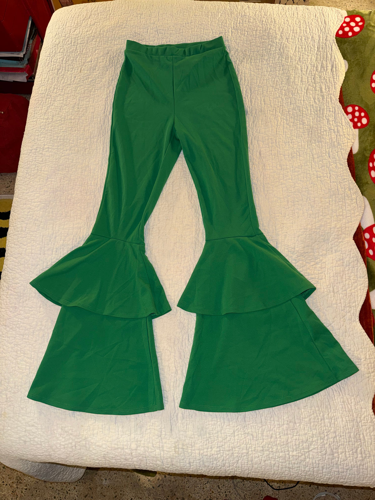 MadRag - Rare Chroma Key Green Screen ‘70s Style Double Flare Bottom Pants