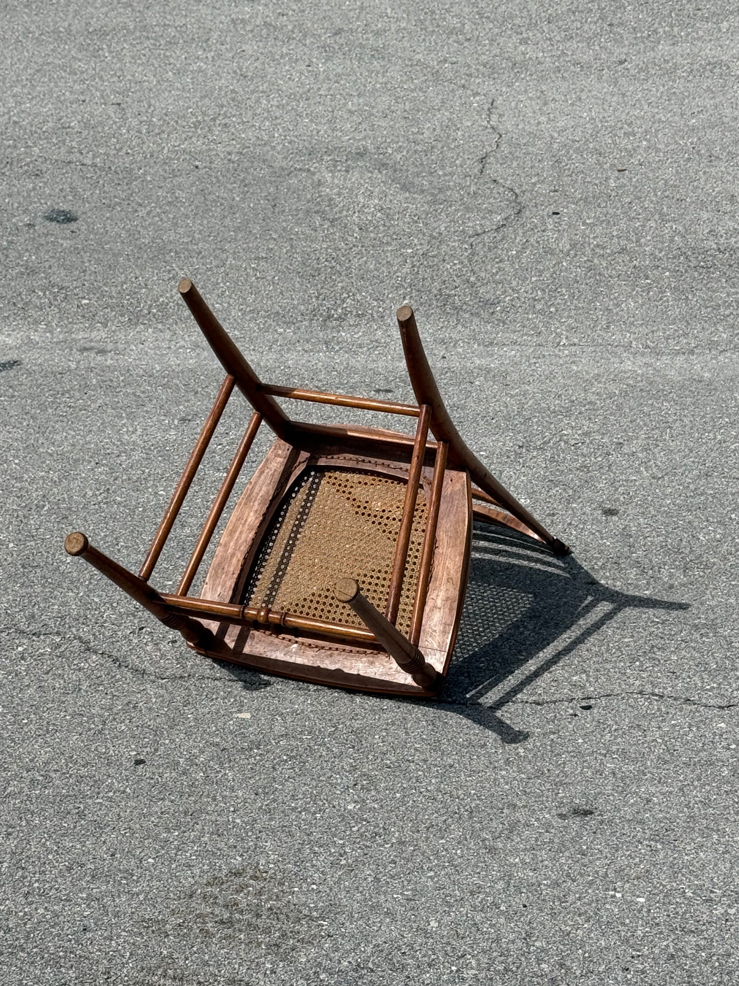 Antique 19th century burled maple ladder Back Chair w/ Cane Seat