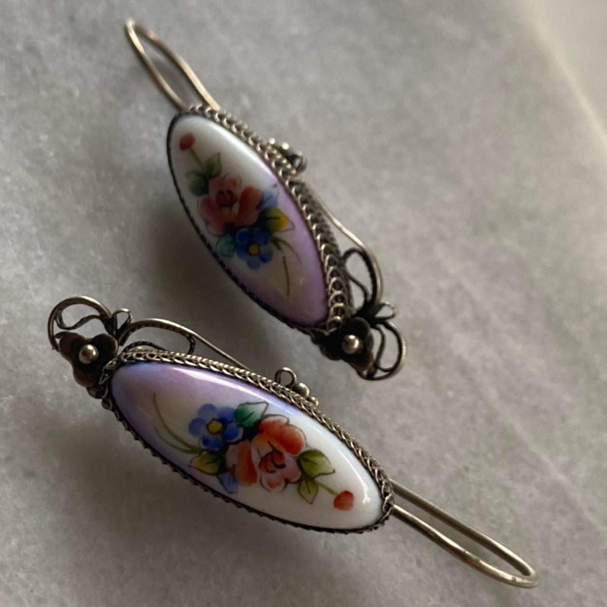 enameled copper earrings
