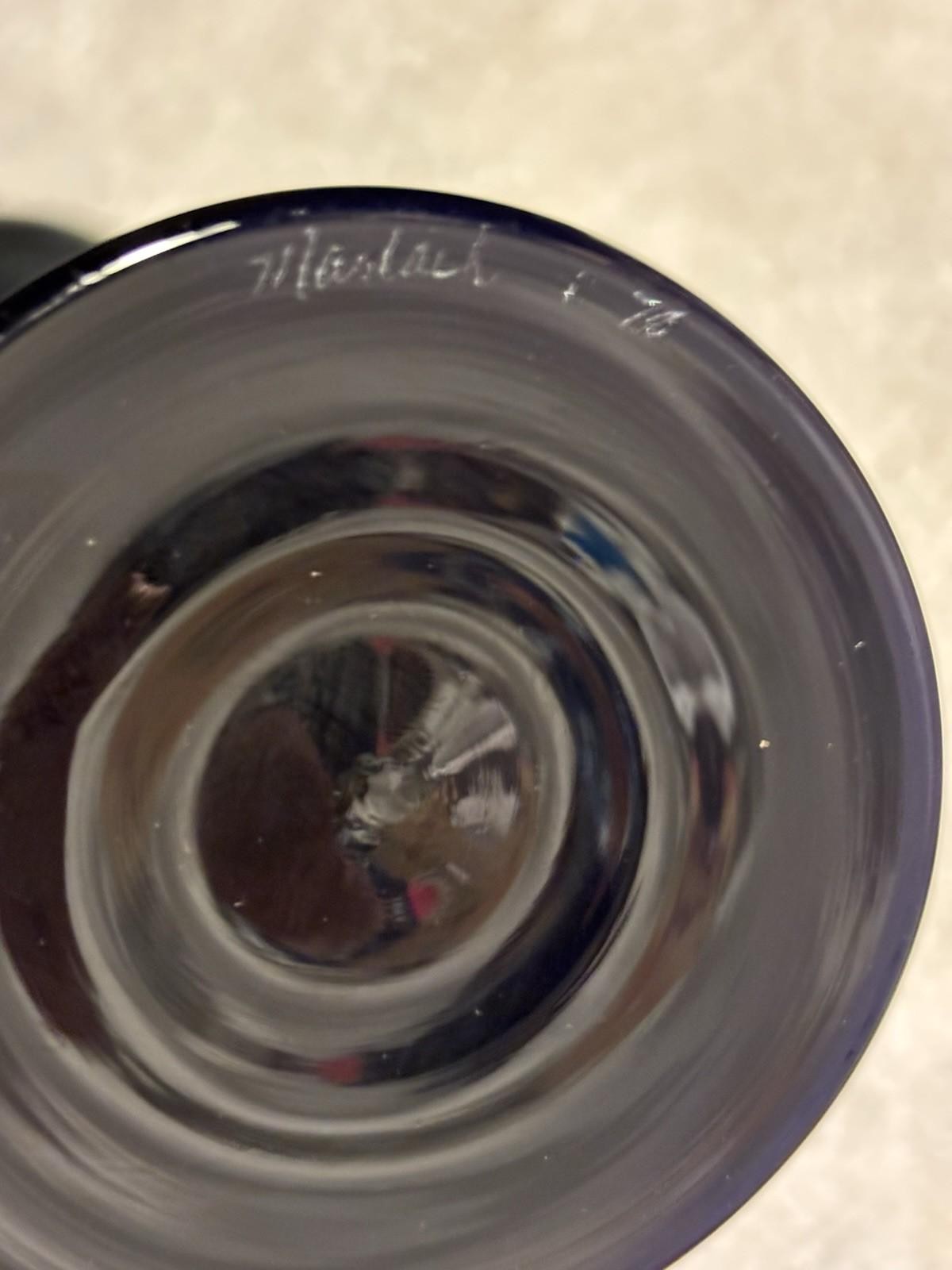 Vintage 1978 Steven Maslach Iridescent Wine Goblet 9“ Tall Signed