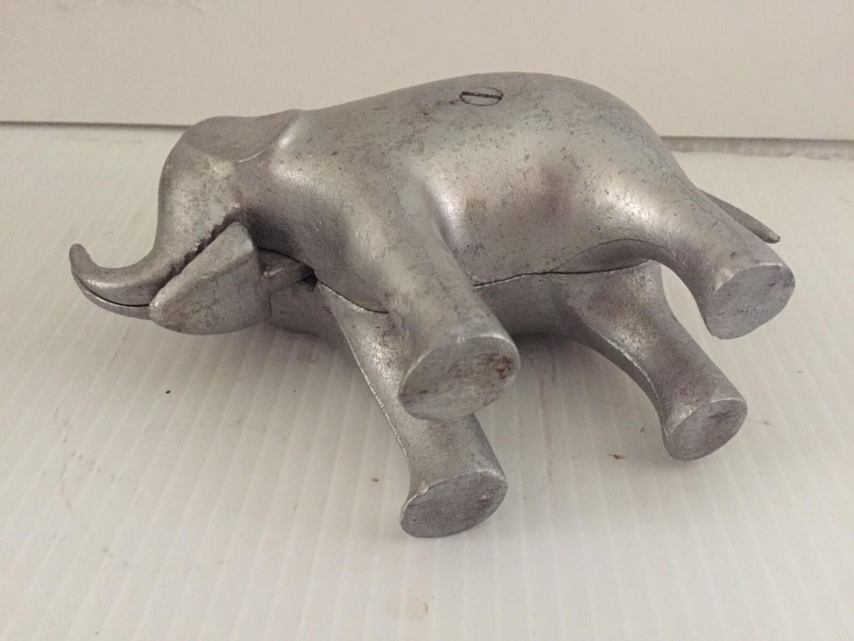 Vintage Cast Aluminum Elephant Figural Nut Cracker 6 1/2” Long 4 1/4” Tall