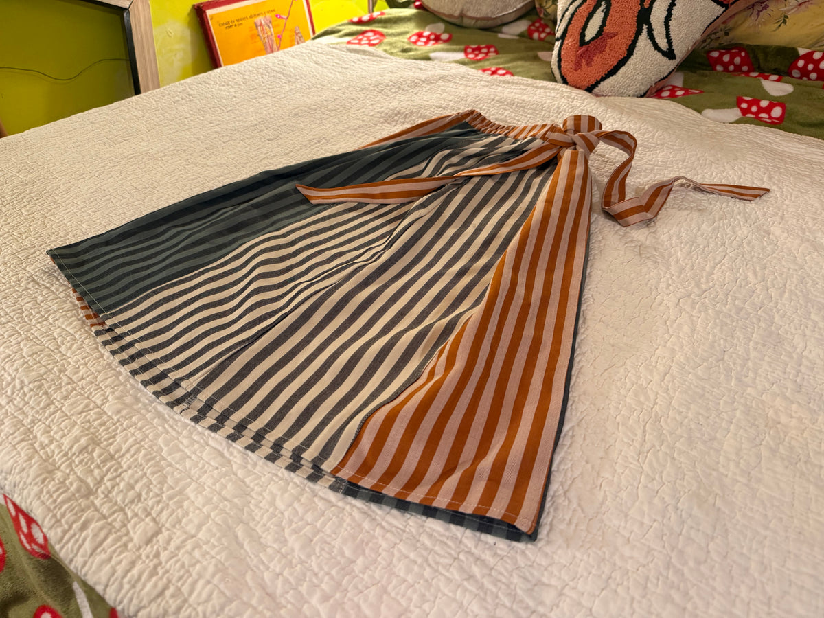 Pando Grove - Blue and White Striped Skirt with Orange Striped Belt