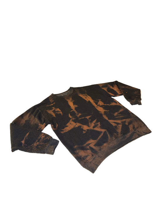 Fruit of the Loom - Custom Bleached Grunge “Tiger Stripe” Sweatshirt