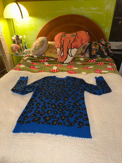 Aqua Cashmere - 100% Cashmere Blue Leopard Sweater - Bloomingdale’s