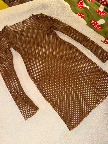 Fashion Nova - Brown Mesh Club Dress