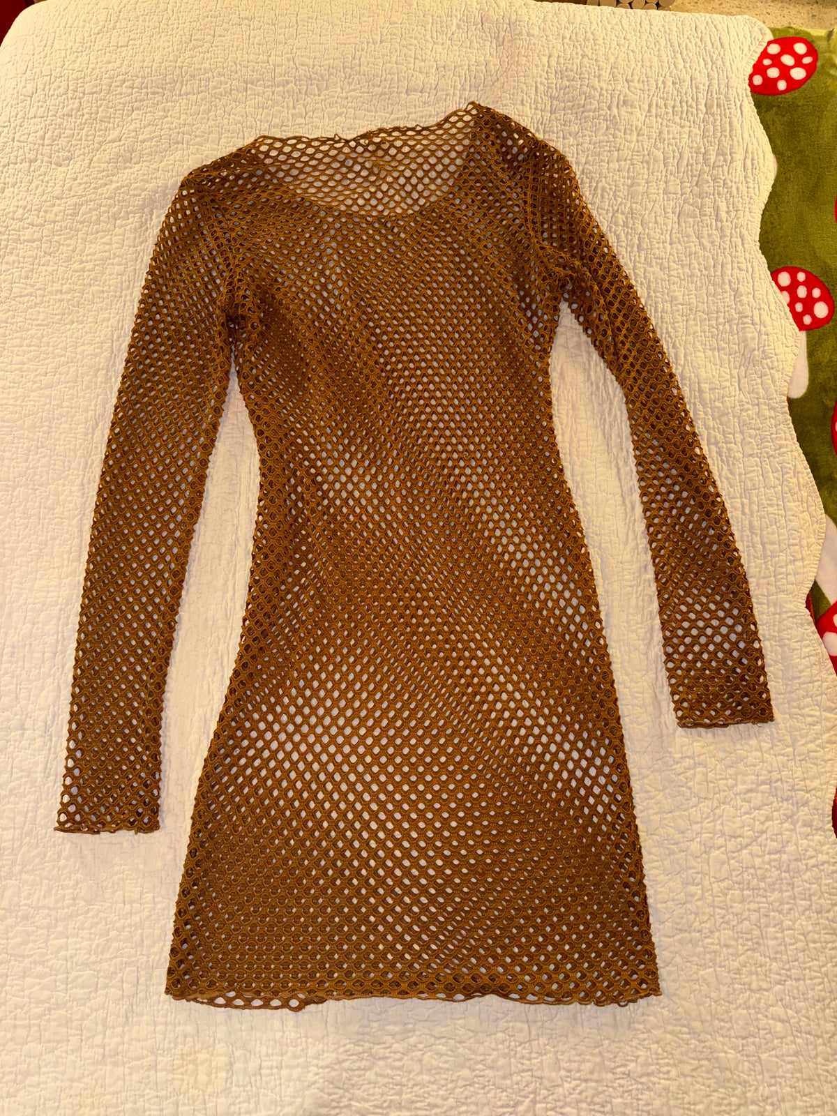 Fashion Nova - Brown Mesh Club Dress