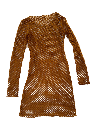 Fashion Nova - Brown Mesh Club Dress