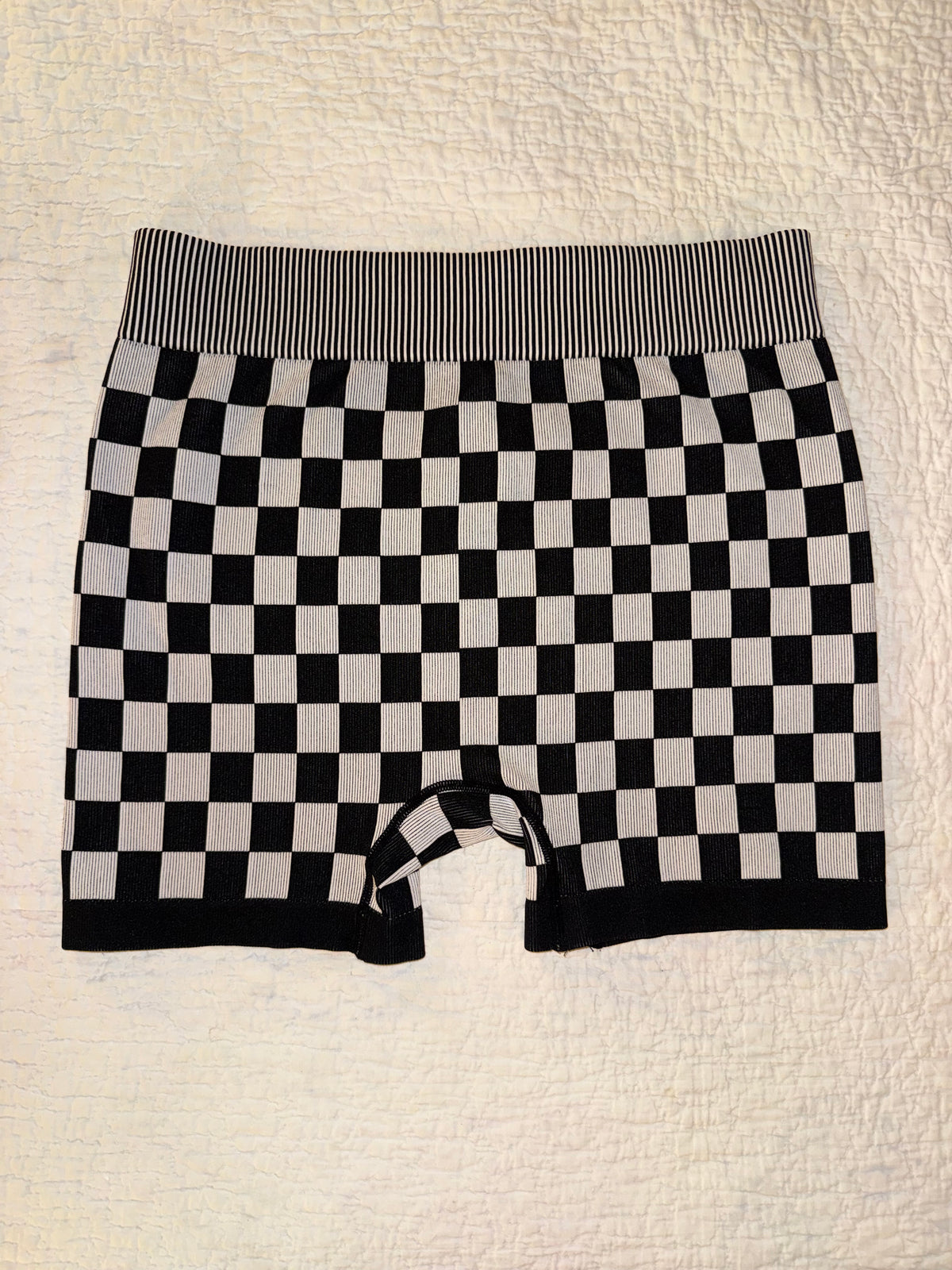 Kimberly C - Stretchy Checkerboard Athletic Racer Shorts
