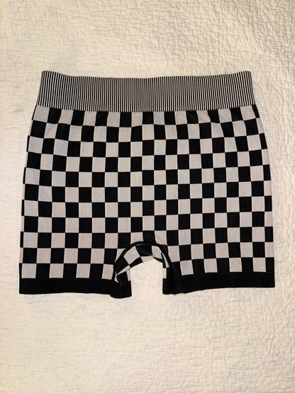 Kimberly C - Stretchy Checkerboard Athletic Racer Shorts