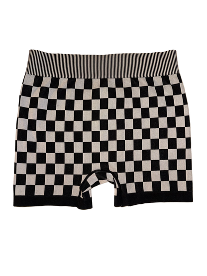 Kimberly C - Stretchy Checkerboard Athletic Racer Shorts