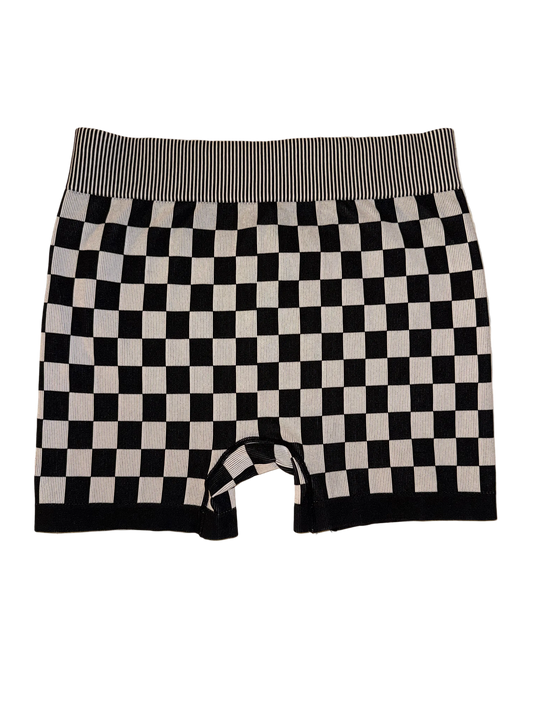 Kimberly C - Stretchy Checkerboard Athletic Racer Shorts