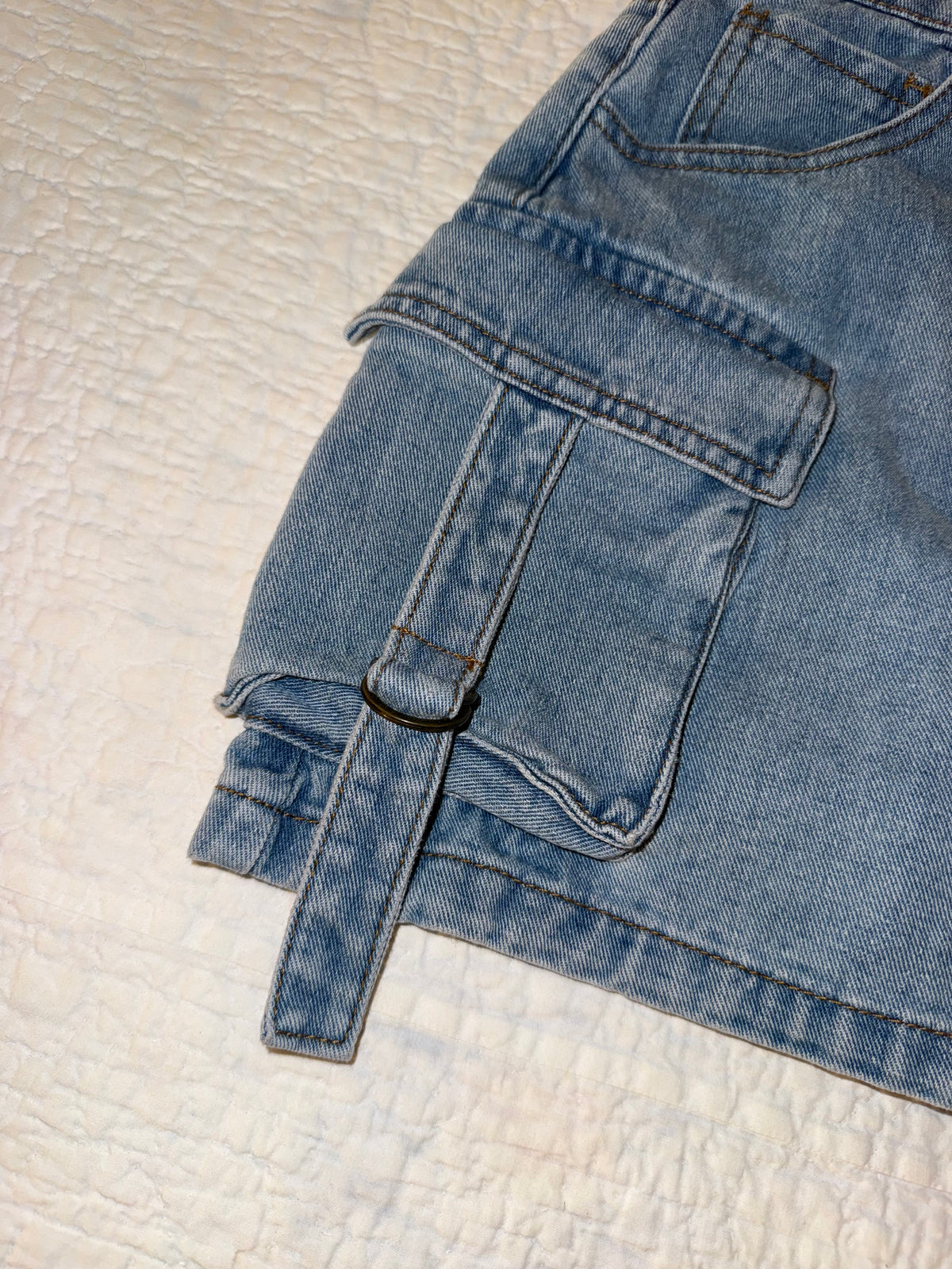 Chelsea & Violet Girls - Unique Denim Cargo Pocket Washed Blue Jean Skirt
