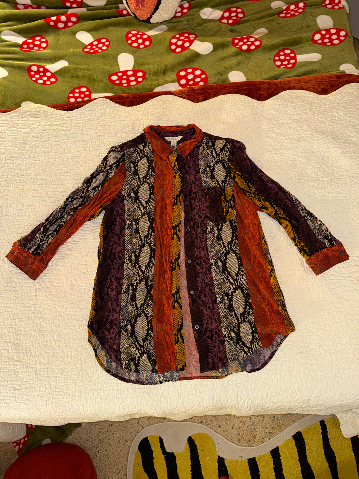 HC Khakis & Co - Snake Print Pattern Multicolor Striped Button Up Shirt