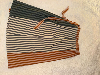 Pando Grove - Blue and White Striped Skirt with Orange Striped Belt