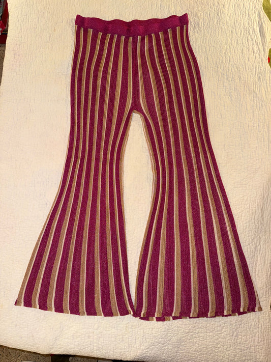 Future Collective - Striped Flare Pants in Pink and Gold - Jenny C. Lopez