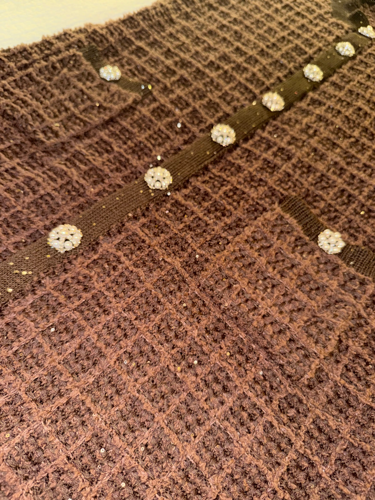 Nova Luxe - As If A Line Embellished Tweed Mini Dress in Chocolate - Fashion Nova