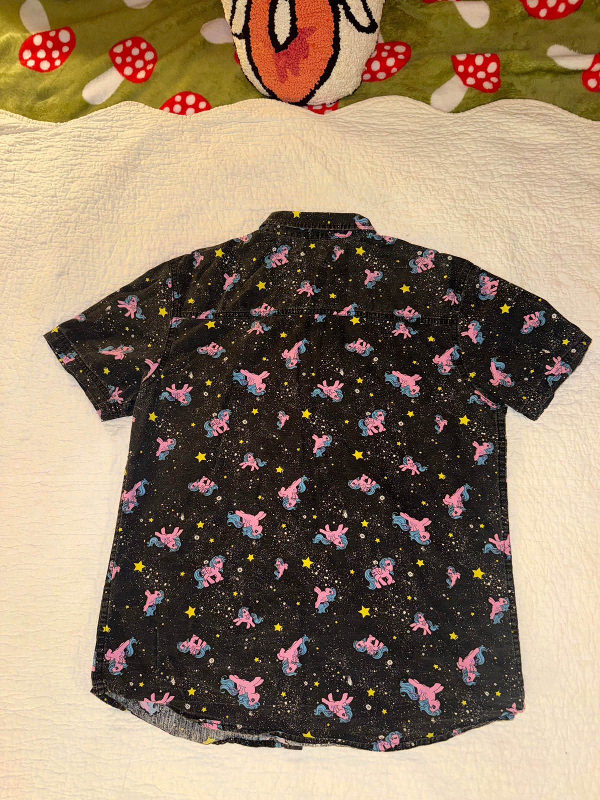 My Little Pony - Black Button Up Shirt with Pink and Blue Ponies