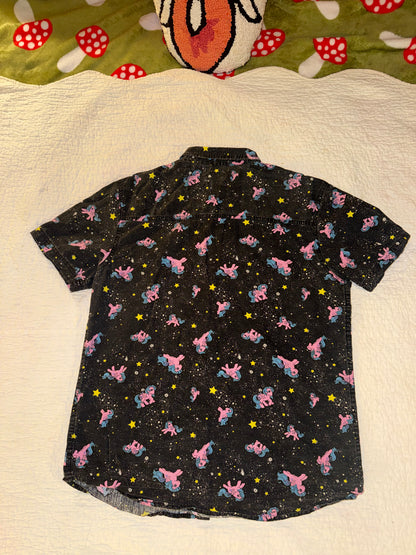 My Little Pony - Black Button Up Shirt with Pink and Blue Ponies