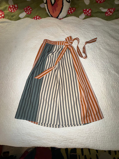 Pando Grove - Blue and White Striped Skirt with Orange Striped Belt