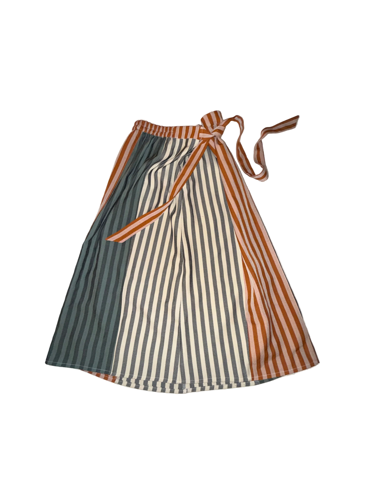 Pando Grove - Blue and White Striped Skirt with Orange Striped Belt