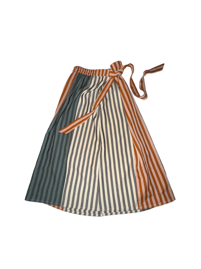 Pando Grove - Blue and White Striped Skirt with Orange Striped Belt