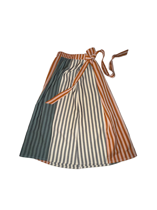 Pando Grove - Blue and White Striped Skirt with Orange Striped Belt