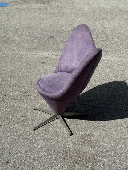 Midcentury Style Purple Velvet Swivel Butterfly Heart Chair