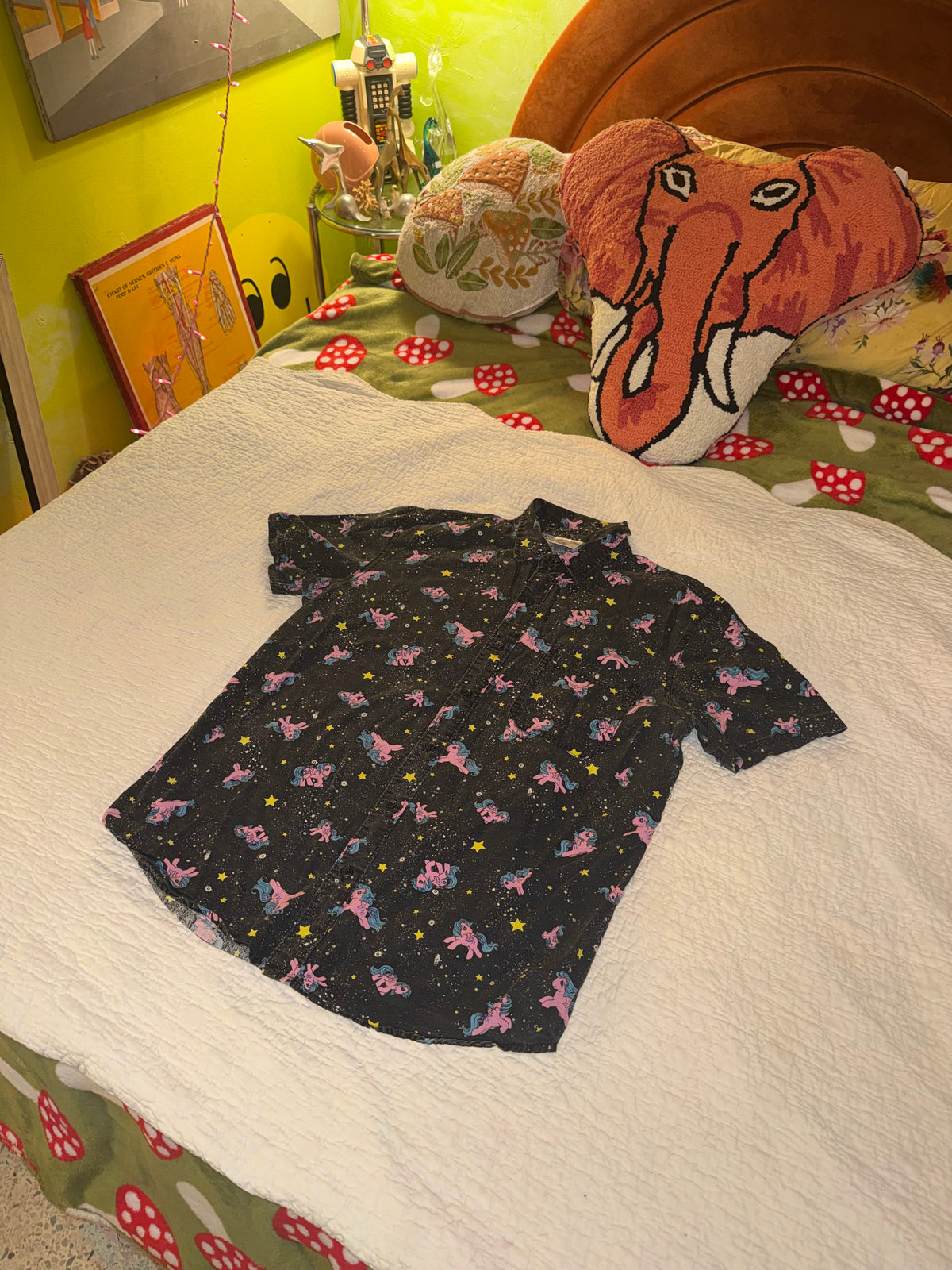 My Little Pony - Black Button Up Shirt with Pink and Blue Ponies