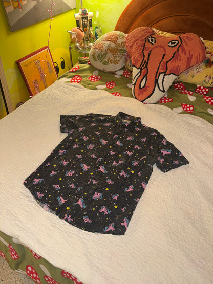 My Little Pony - Black Button Up Shirt with Pink and Blue Ponies