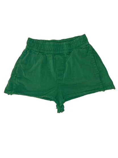 Zara - Washed Green Denim High Waist Short Shorts