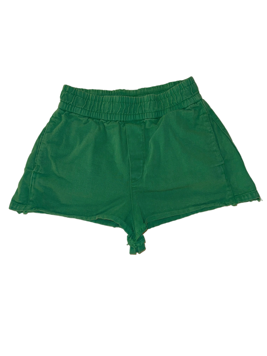 Zara - Washed Green Denim High Waist Short Shorts