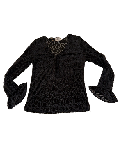 In Charge - Velvet Mesh Top with Botanical Pattern