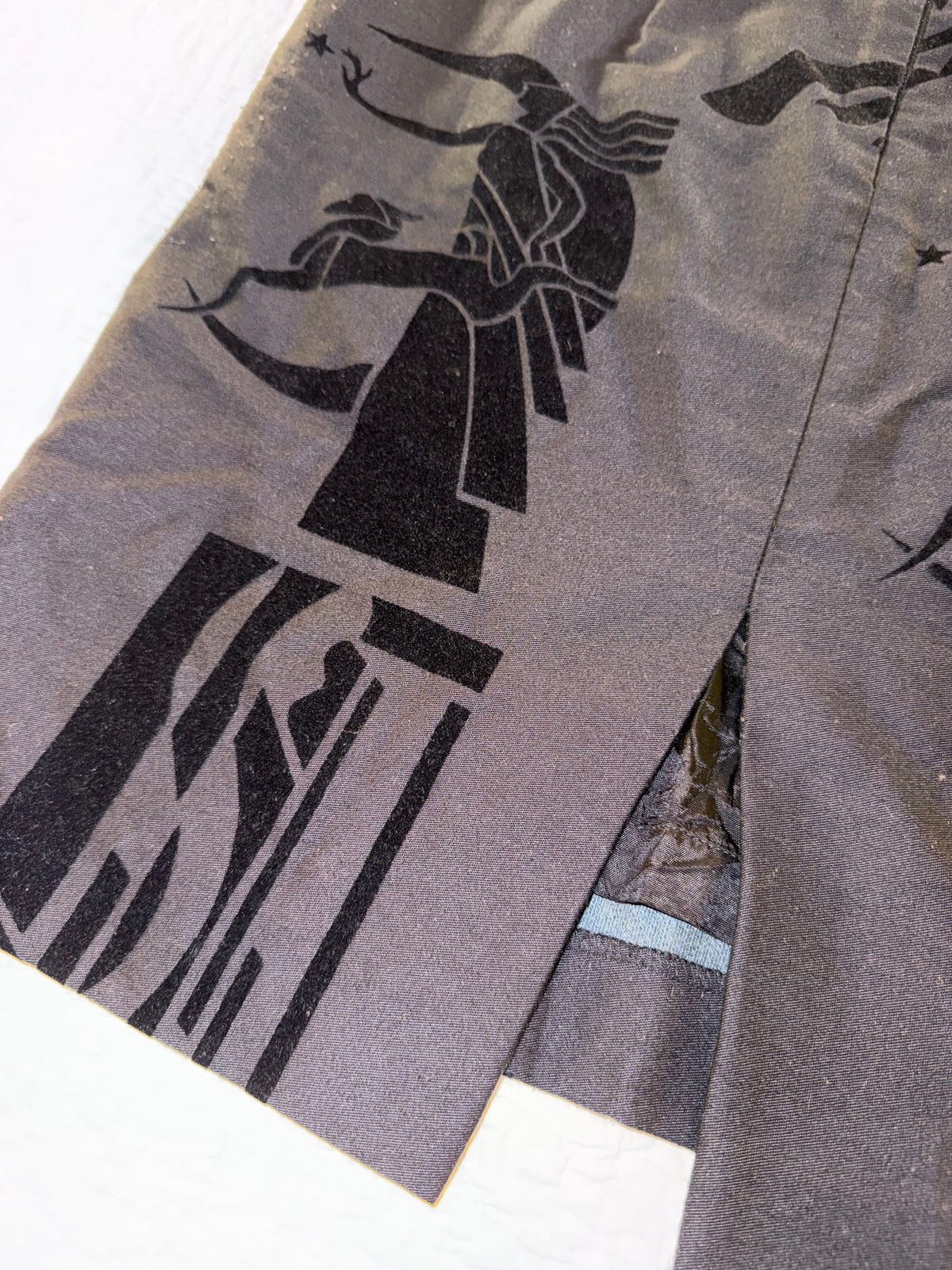 Velvet Art Deco Style Skirt with Geometric Moon Huntress Pattern