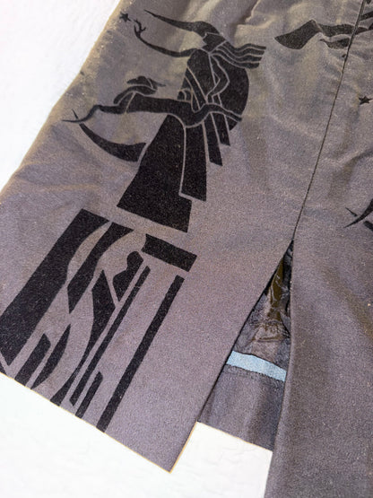 Velvet Art Deco Style Skirt with Geometric Moon Huntress Pattern