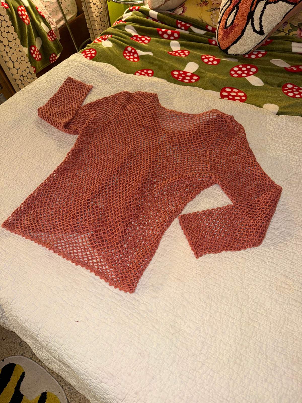 Modern Soul - Coral Ribbon and Crochet Cardigan Sweater