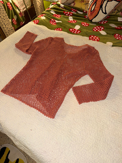 Modern Soul - Coral Ribbon and Crochet Cardigan Sweater