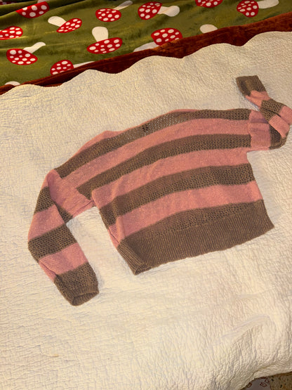 I Love Ronson - Pink and Brown Striped Knit Sweater