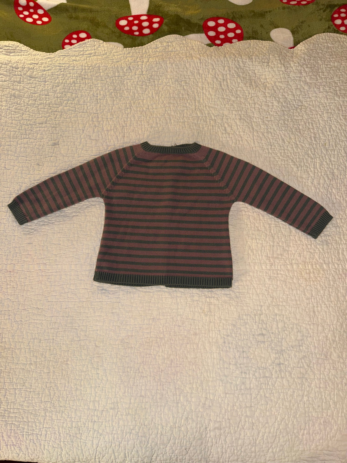 Grey and Mauve Striped Baby Sweater T-24