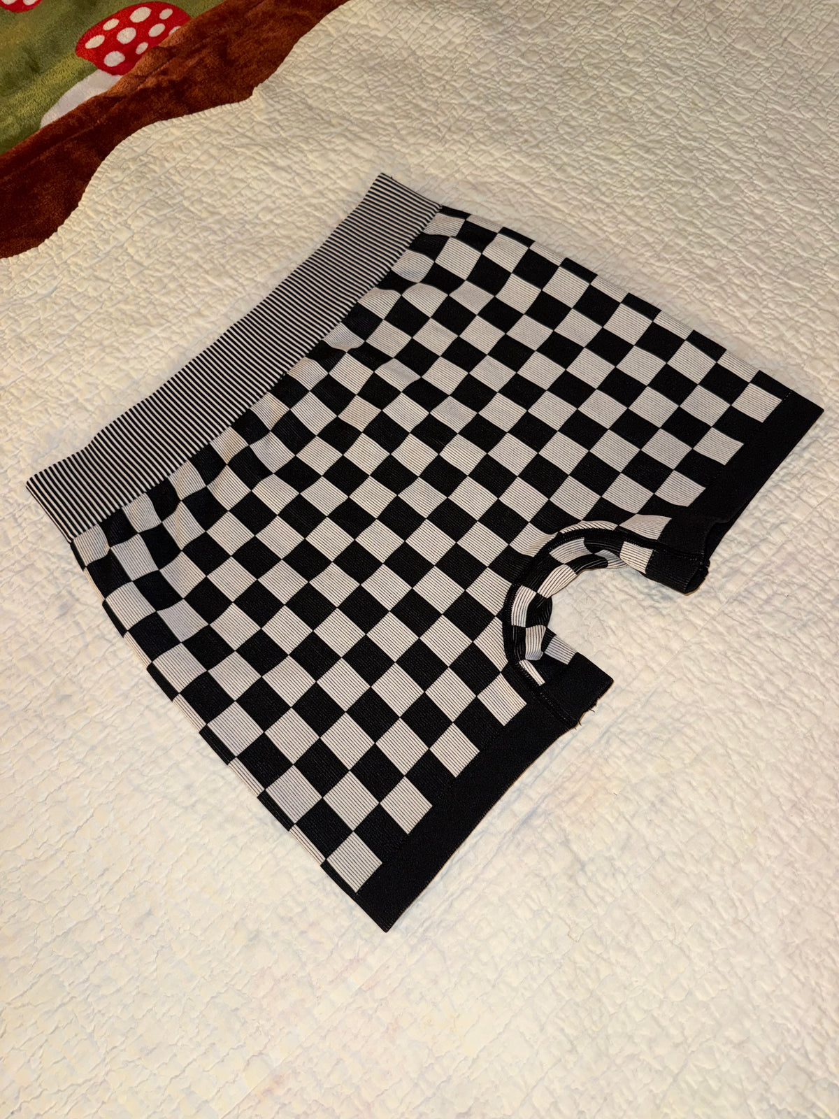 Kimberly C - Stretchy Checkerboard Athletic Racer Shorts
