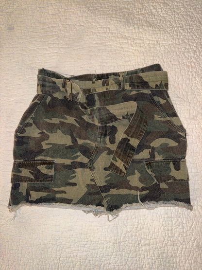 Better Be - Belted Camo Denim Skirt