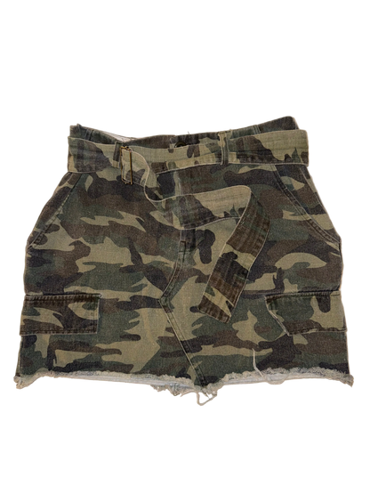 Better Be - Belted Camo Denim Skirt