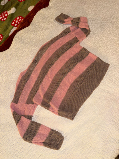 I Love Ronson - Pink and Brown Striped Knit Sweater