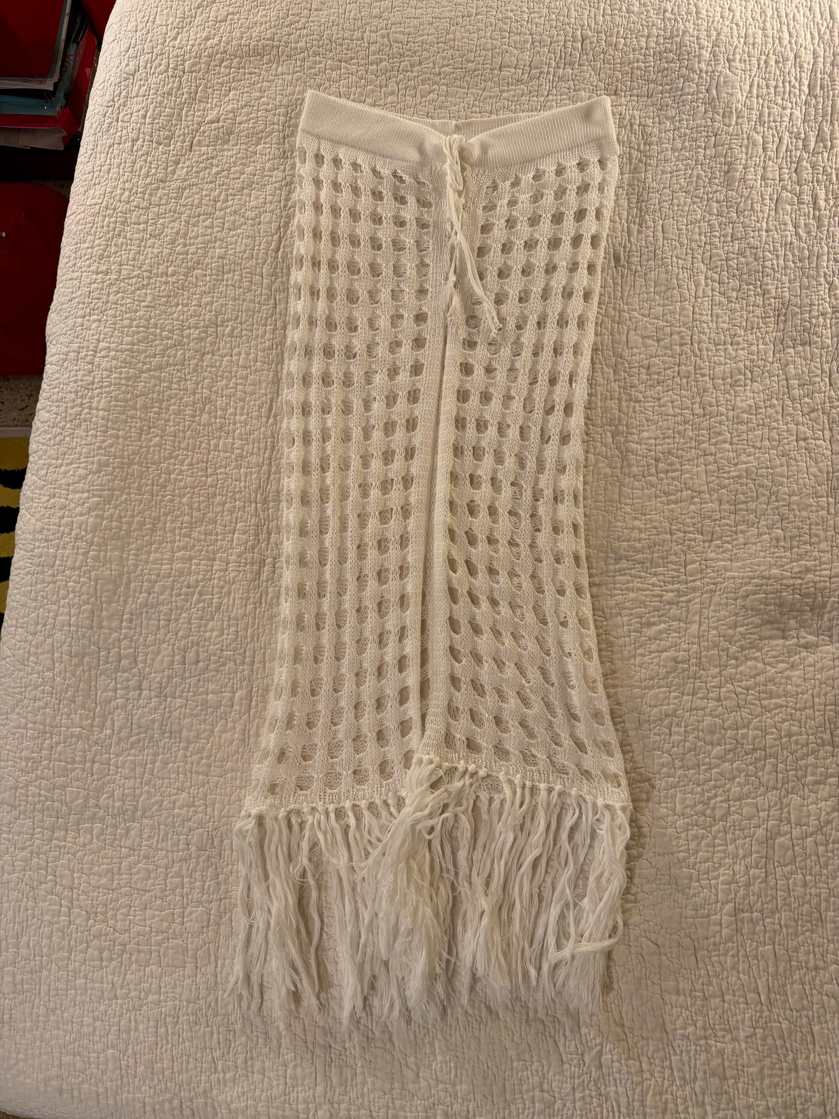 White Kit Beach Cover Up Skirt with Fringe