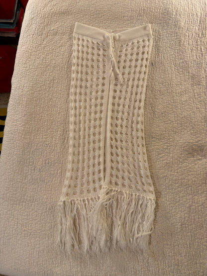 White Kit Beach Cover Up Skirt with Fringe