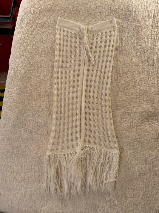 White Kit Beach Cover Up Skirt with Fringe