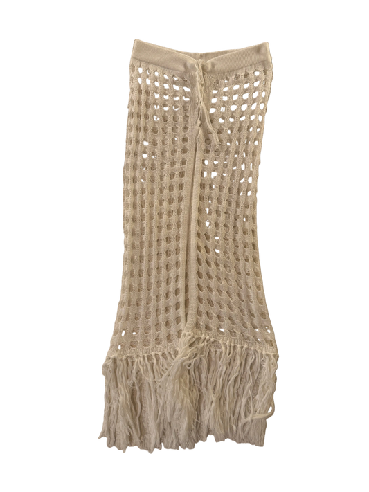 White Kit Beach Cover Up Skirt with Fringe