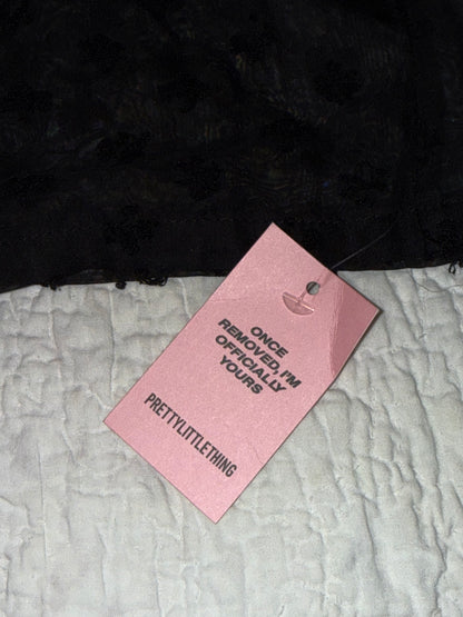 Pretty Little Thing - Black Wide Leg Textured Beach Trousers - Polka Dot Mesh