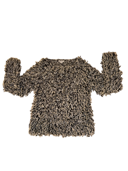 Glamorous - Giant Multicolor ‘Pom-Pom’ Shaggy Fringe Sweater in Black White and Grey - Urban Outfitters
