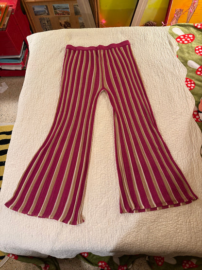 Future Collective - Striped Flare Pants in Pink and Gold - Jenny C. Lopez