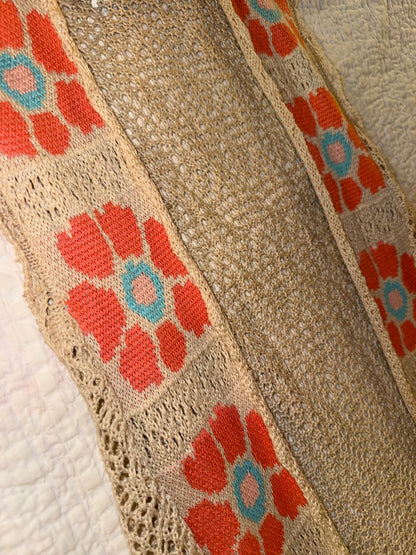 Oh MG! - Juniors 70’s Style Orange Flower Power Knit Vest
